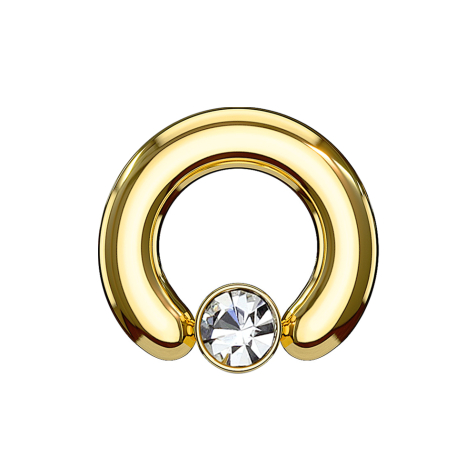Closure ring gold-plated disk crystal silver