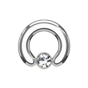 Closure anneau argent disque cristal argent