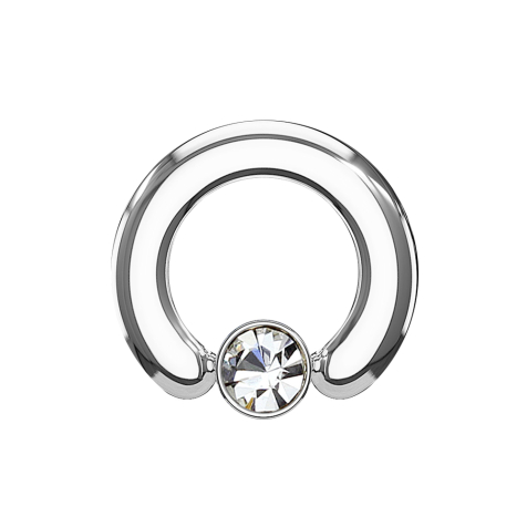 Closure anneau argent disque cristal argent