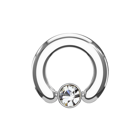 Closure anneau argent disque cristal argent