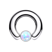 Closure ring silver disk opal white
