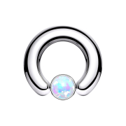 Closure Ring silber Scheibe Opal weiss