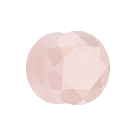 Faceted flared plug made from rose quartz stone