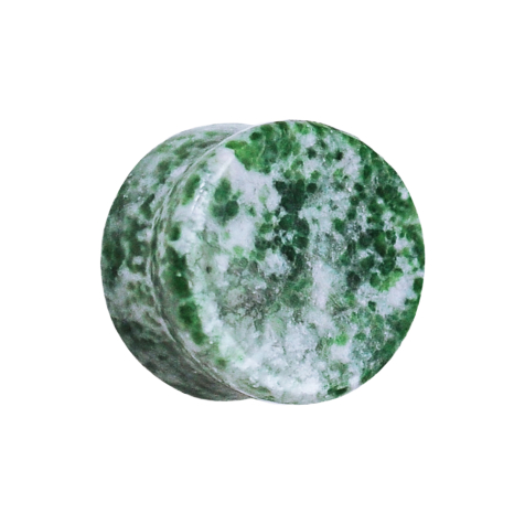 Flared plug made from amazonite stone