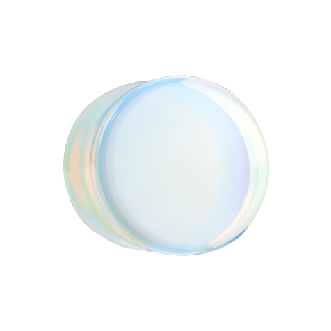Flared plug made from opalite stone