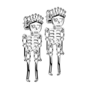 Stud earrings silver pendant skeleton
