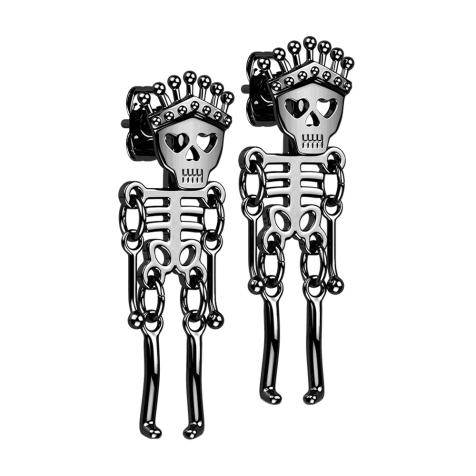 Stud earrings black pendant skeleton