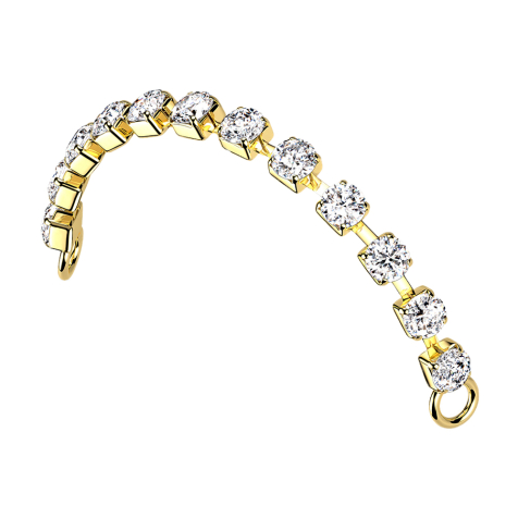 Gold-plated connecting chain with silver crystals