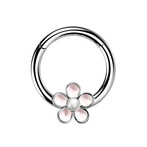 Micro Segmentring klappbar silber emaille Blume