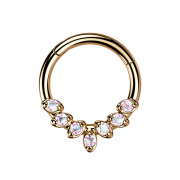 Micro segment ring hinged rose gold seven crystal leaves...