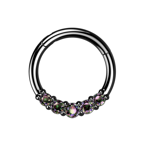 Micro anneau segment pliable noir cinq cristaux dunkel multicolor