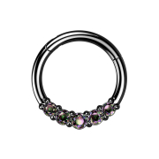 Micro anneau segment pliable noir cinq cristaux dunkel...