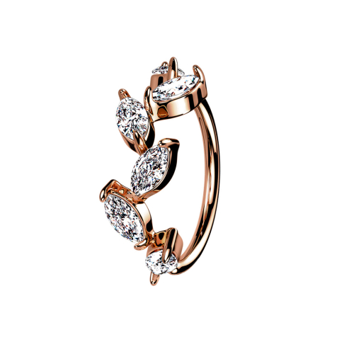 Anello micro piercing in oro rosa con cristalli