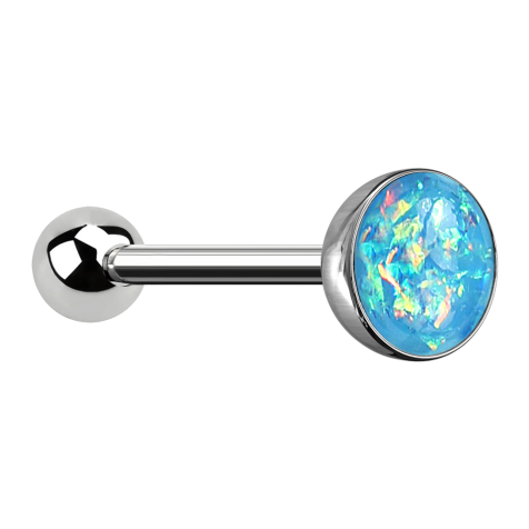 Barbell silber mit Kugel und Kugel Opal aqua