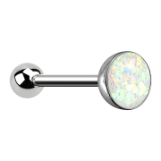 Barbell silver with ball and ball opal white