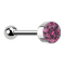 Barbell silver with ball and ball cylinder crystal pink