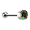 Barbell silver with ball and ball cylinder crystal dark multicolor