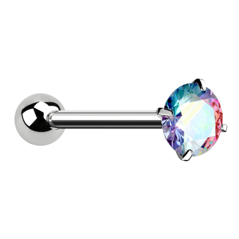 Barbell silber mit Kugel und Kristall multicolor gefasst