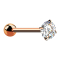 Barbell rose gold with ball and crystal set in silver