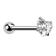 Barbell silber mit Kugel und Kristallherz silber gefasst
