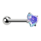 Barbell argent avec boule et cœur en cristal multicolore serti