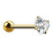Gold-plated barbell with silver-set ball and crystal heart