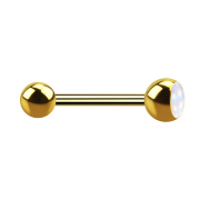 Barbell doré avec boule et boule de pierre...