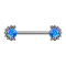 Threadless barbell, silver front, half-flower ball, opal blue