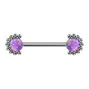 Threadless Barbell silber front Kugelhalbblume Opal violett