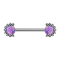 Threadless barbell, silver front, half-flower ball, opal violet