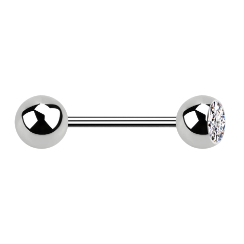 Micro Barbell internal thread silver with ball and ball crystal silver