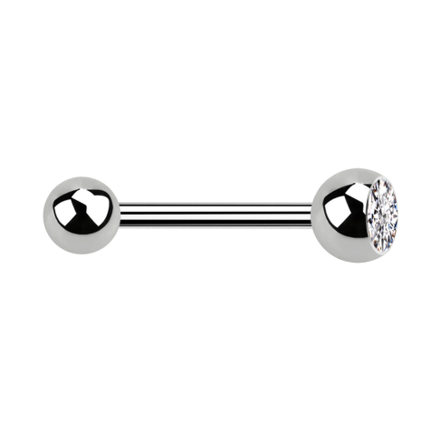 Barbell filetage intérieur argenté avec boule et boule cristal argenté