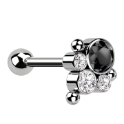 Micro Barbell Threadless silver with ball and three...