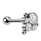 Micro Barbell Threadless silver with ball and three balls four crystals silver