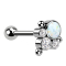 Micro Barbell Threadless silber mit Kugel und drei Kugeln drei Kristalle silber Opal weiss