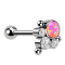 Micro Barbell Threadless argento con sfera e tre sfere tre cristalli argento opale rosa