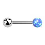 Barbell filet femelle argent avec boule et boule opale bleu