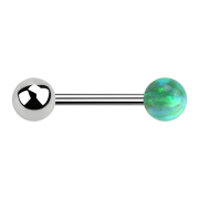 Barbell filet femelle argent avec boule et boule opale vert