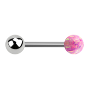 Barbell femelle argent avec boule et boule opale rose