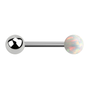 Barbell internal thread silver with ball and ball opal white