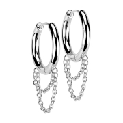 Boucles doreilles argent pendentif double chaîne