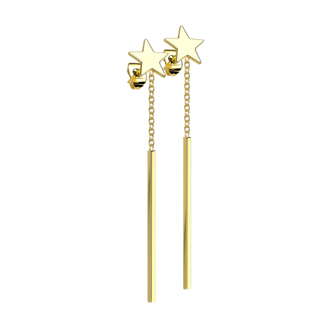 Gold-plated stud earrings Star pendant Necklace with bar