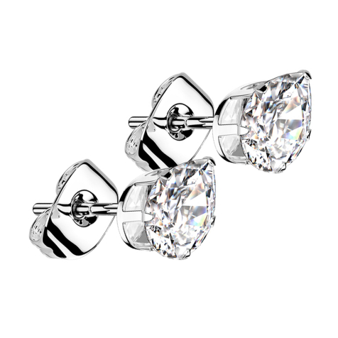 Stud earrings silver with drop crystal silver