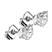 Stud earrings silver with drop crystal silver