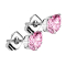 Stud earrings silver with drop crystal pink