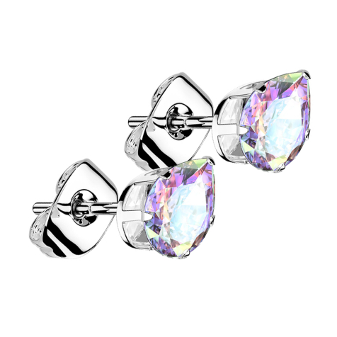 Ohrstecker silber mit Tropfen Kristall multicolor