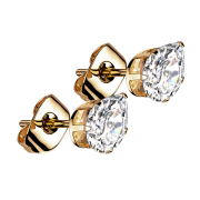 Stud earrings rose gold with drop crystal silver