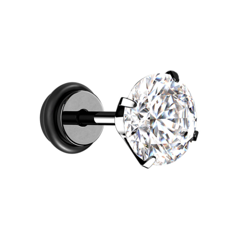 Fake Plug noir cristal argenté avec joint torique