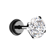 Fake Plug schwarz Kristall silber mit O-Ring