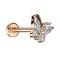 Micro labret internal thread rose gold butterfly four crystals silver